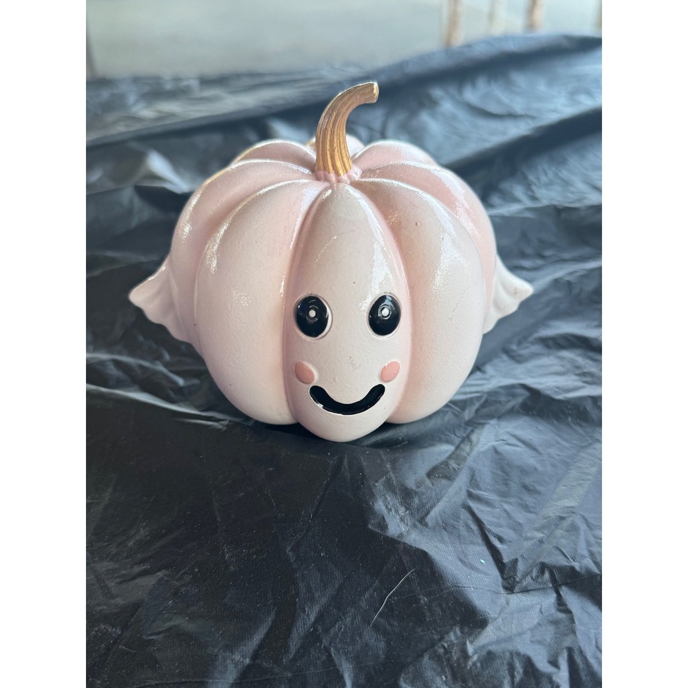 Cute Pink Pumpkin Ghost Figurine vampire Halloween Decoration Spooky Fall‎ Decor